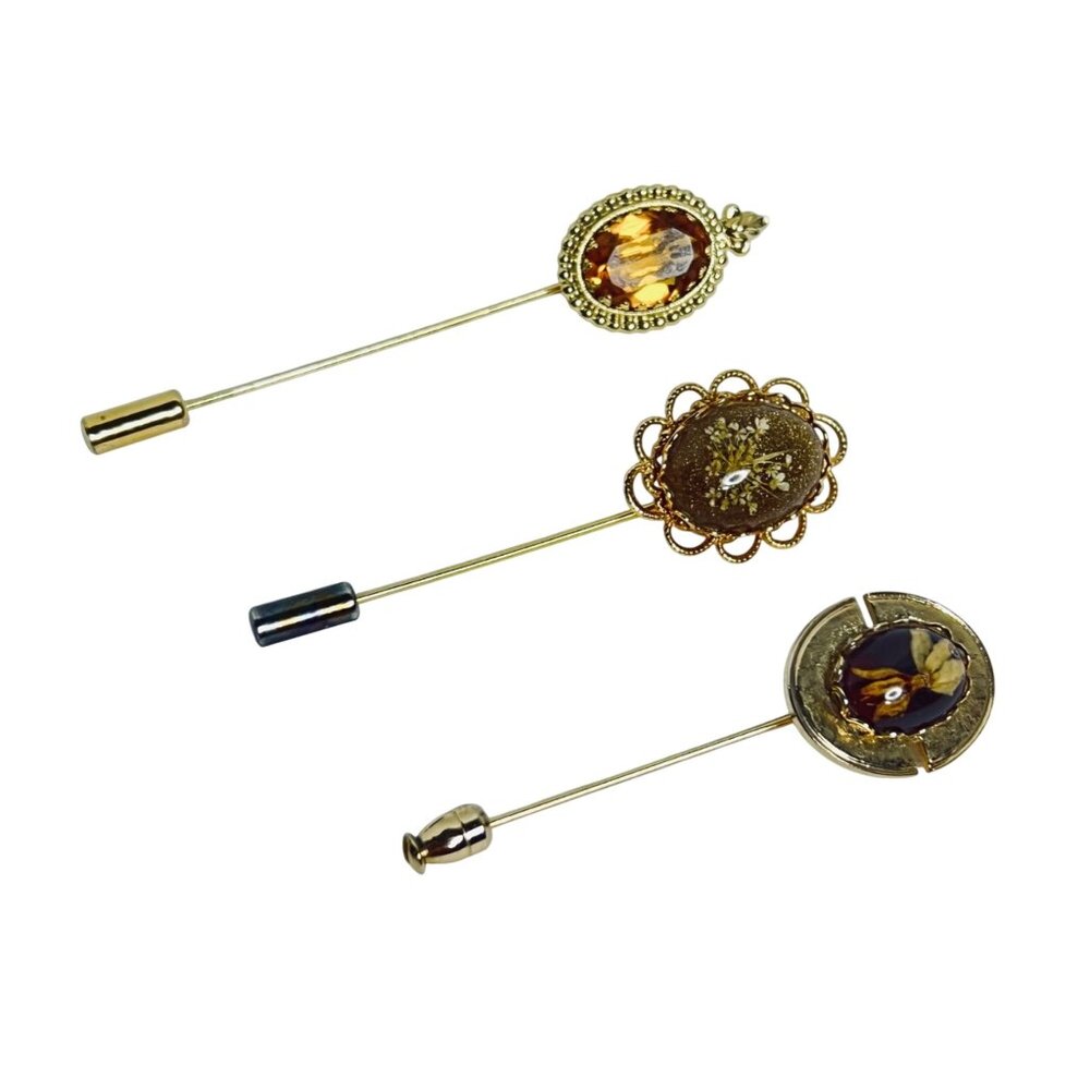 Lot Of 3 Gold Tone Stick Pins (6096)